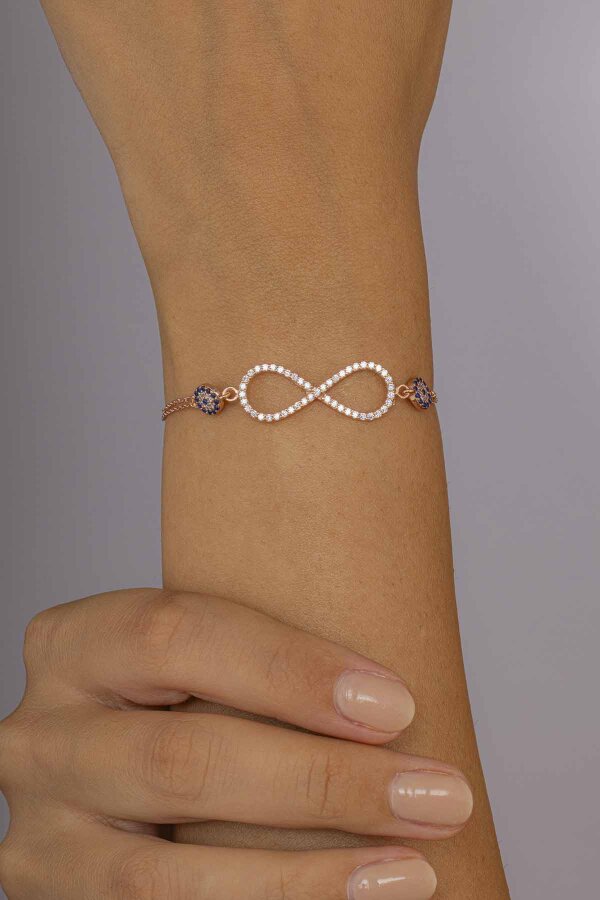 Sonsuzluk Motifli Nazar Boncuklu Gümüş Bileklik - Gümüş Pazarım