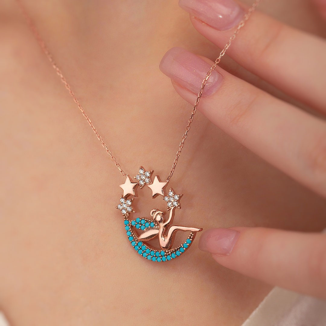 Gümüş Pazarım - Starry Fairy Girl Silver Necklace
