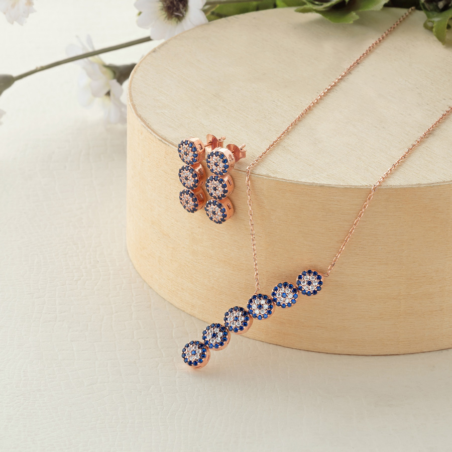 Strained Evil Eye Beads Silver Set