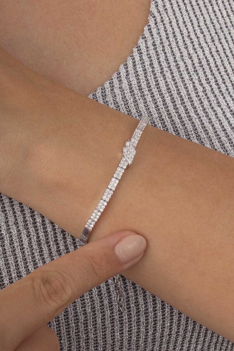 Su Yolu Kemerli 925 Ayar Gümüş Bileklik - 1