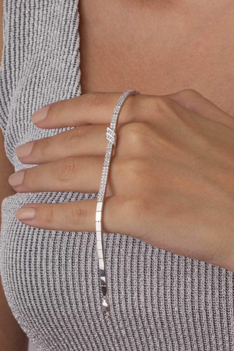 Su Yolu Kemerli 925 Ayar Gümüş Bileklik - 2