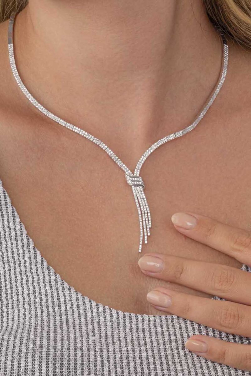 Su Yolu Kemerli 925 Ayar Gümüş Kolye - 3