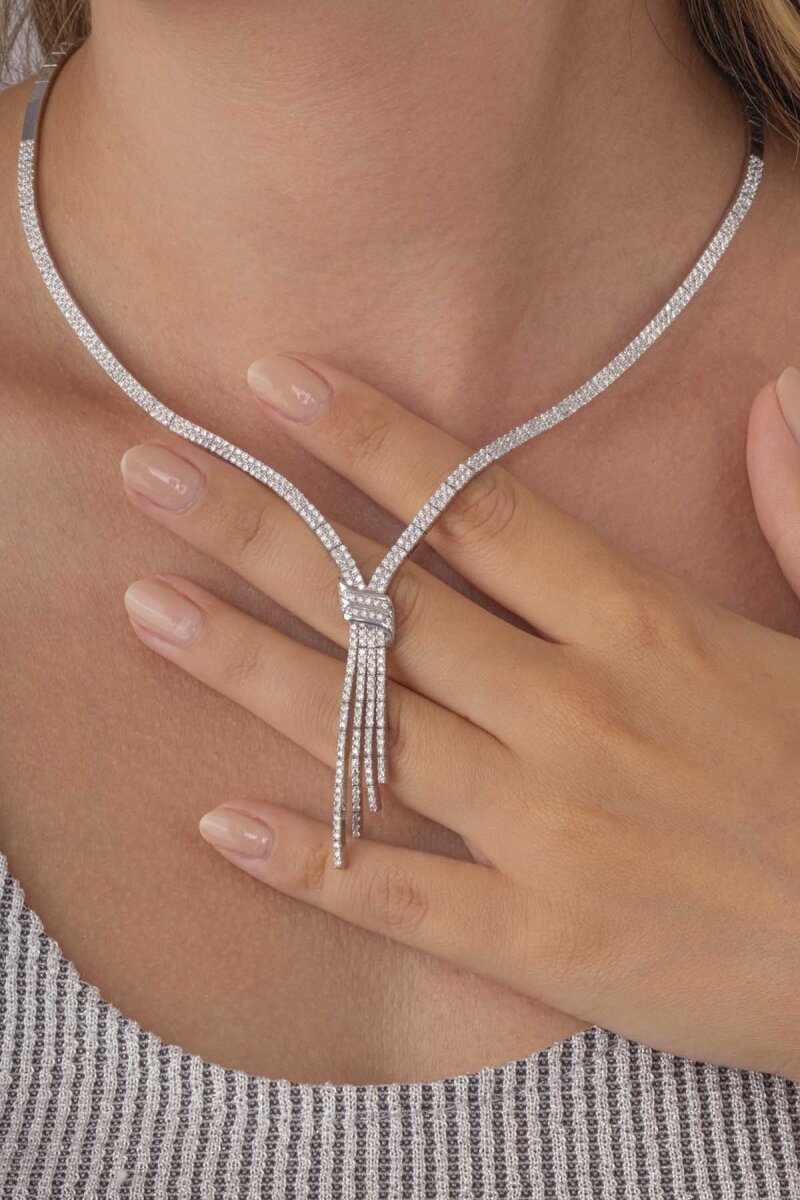 Su Yolu Kemerli 925 Ayar Gümüş Kolye - 1