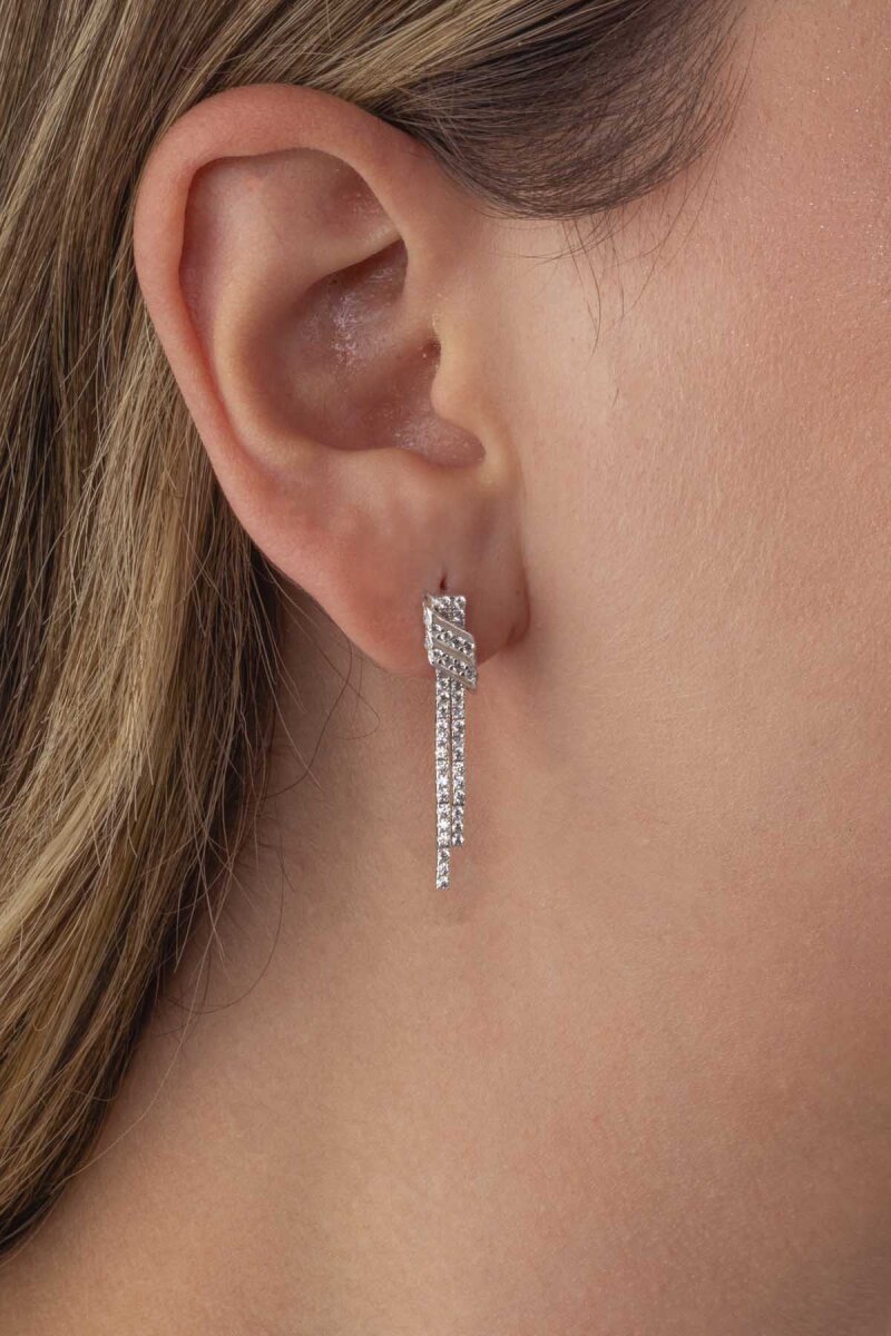 Su Yolu Kemerli 925 Ayar Gümüş Küpe - 3