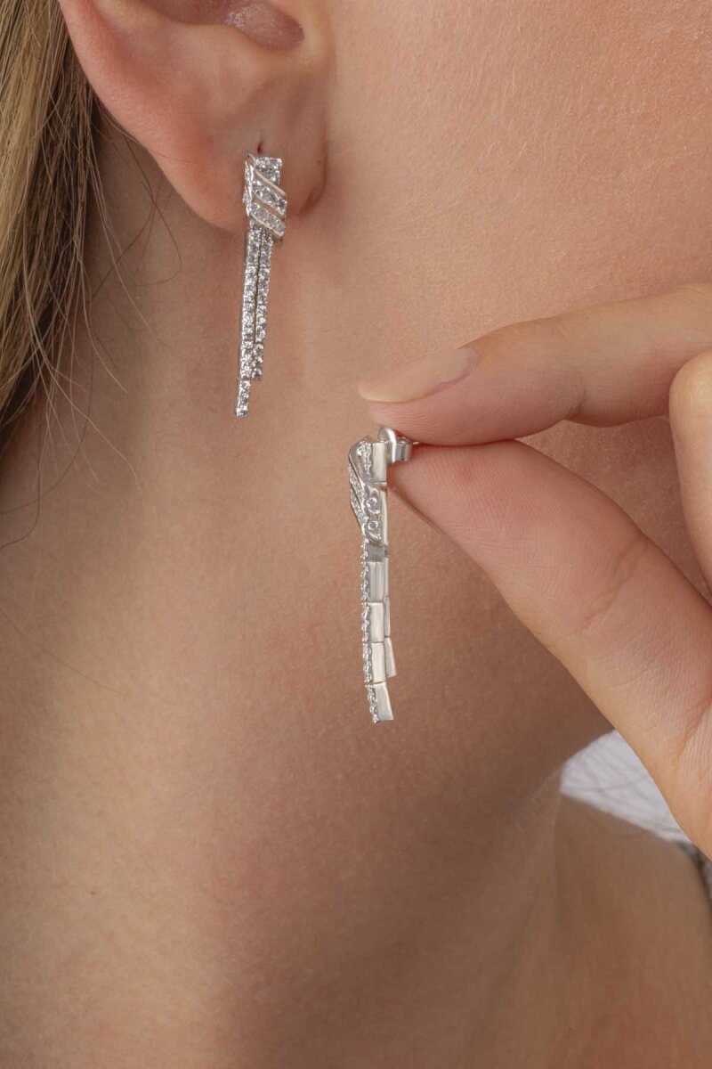 Su Yolu Kemerli 925 Ayar Gümüş Küpe - 1