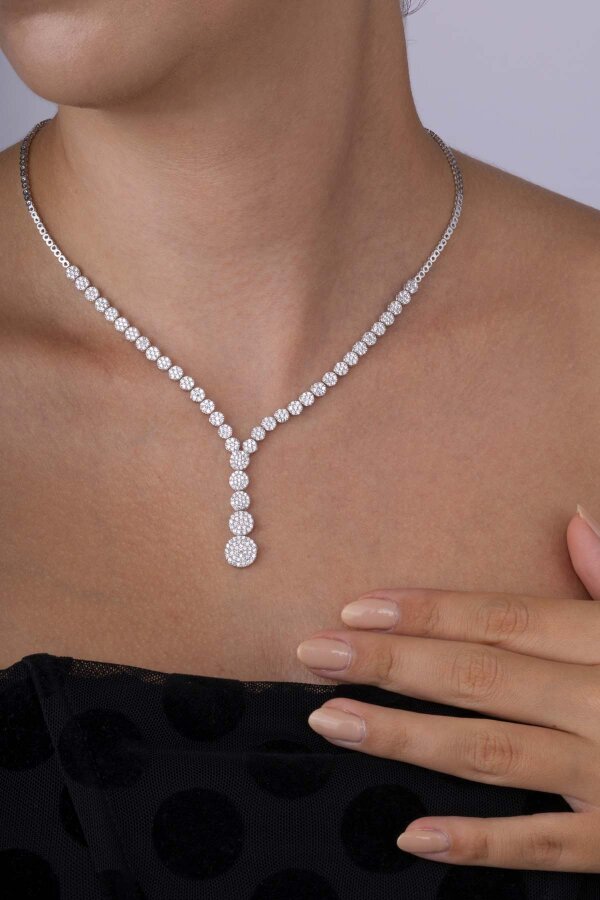 Süzme Su Yolu Rodyum Kaplama 925 Ayar Gümüş Kolye - Gümüş Pazarım