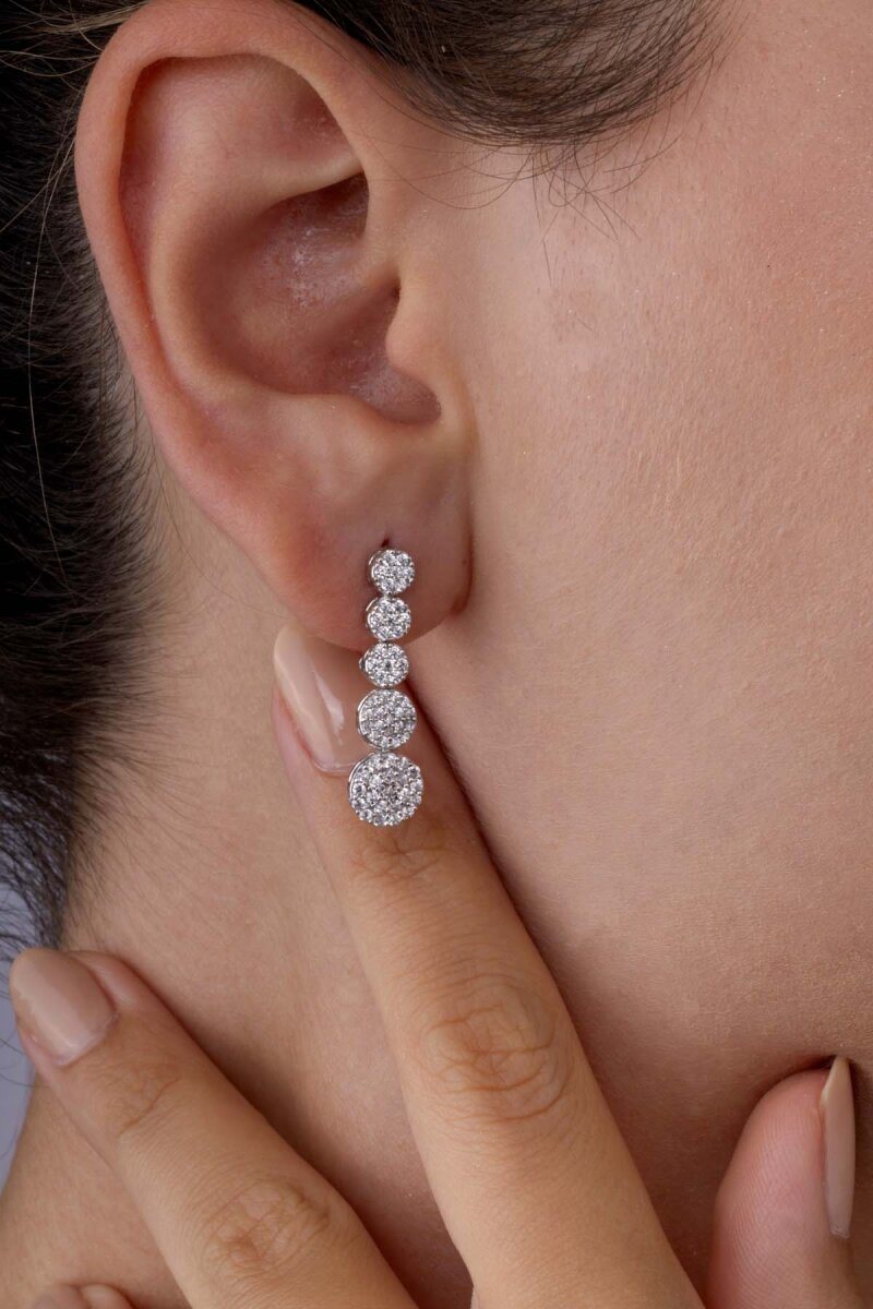 Süzme Su Yolu Rodyum Kaplama 925 Ayar Gümüş Küpe - 1