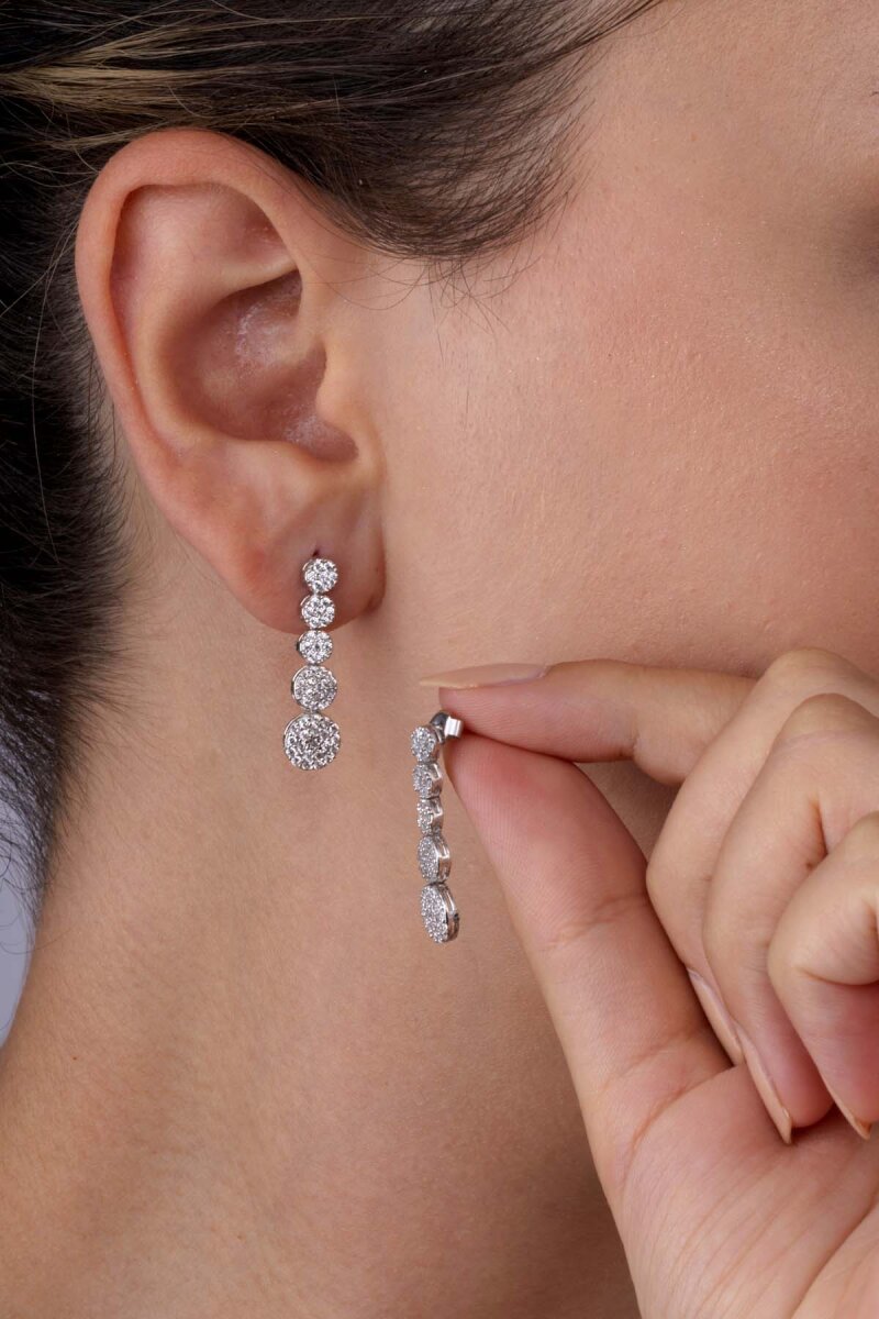 Süzme Su Yolu Rodyum Kaplama 925 Ayar Gümüş Küpe - 2