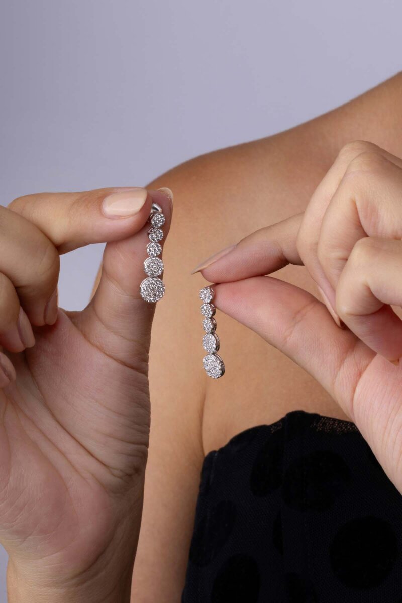 Süzme Su Yolu Rodyum Kaplama 925 Ayar Gümüş Küpe - 3