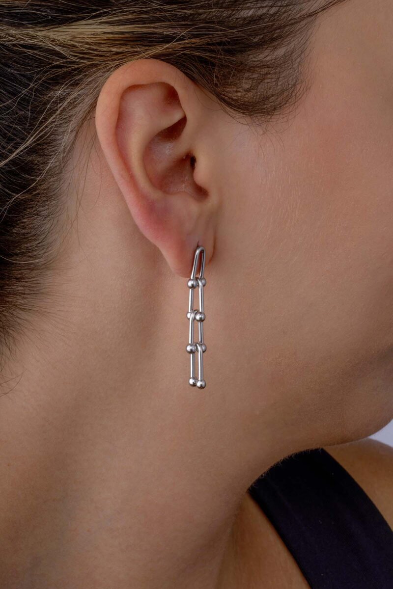 Beyaz Altın Kaplama Tiffany Çelik Küpe - 2