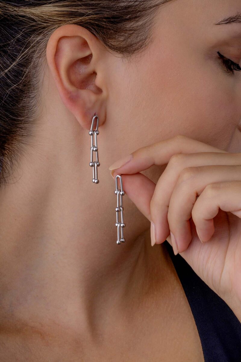 Beyaz Altın Kaplama Tiffany Çelik Küpe - 1