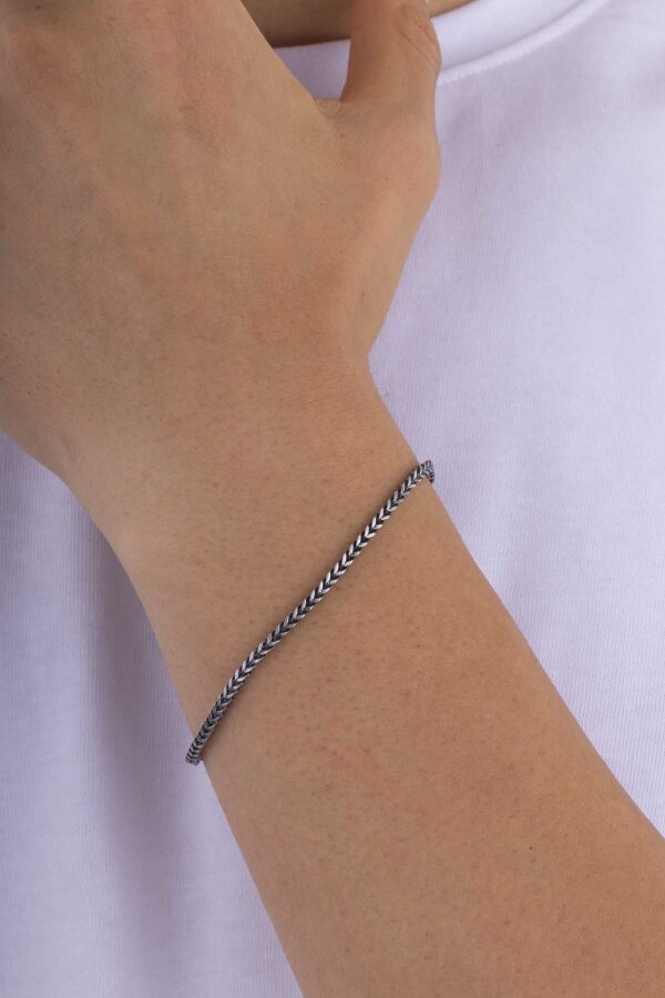 Tilki Kuyruğu Erkek Çelik Zincir Bileklik - Gümüş Pazarım