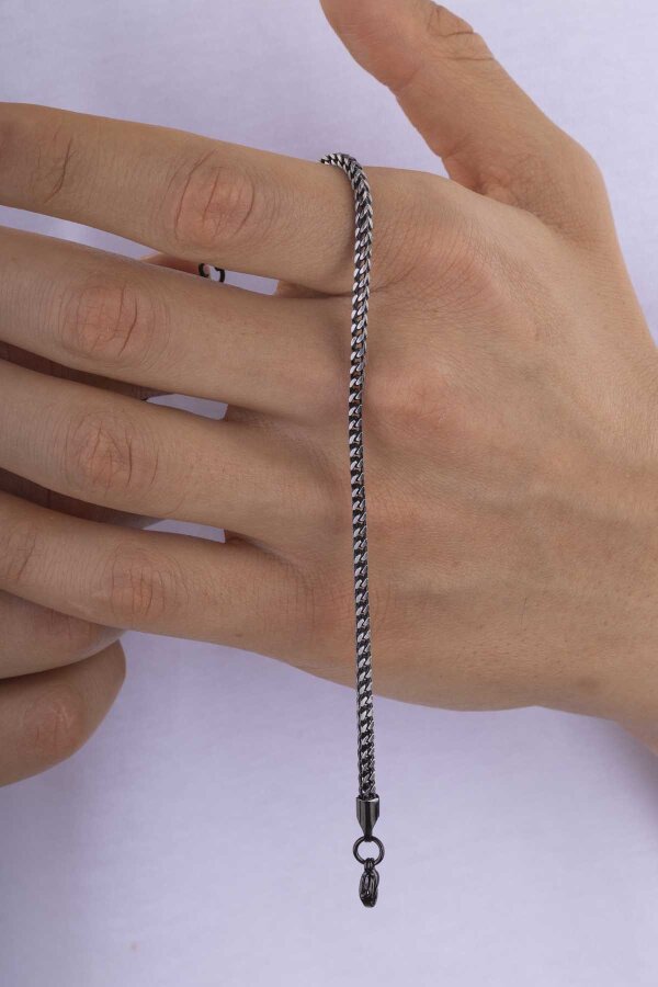 Tilki Kuyruğu Erkek Çelik Zincir Bileklik - Gümüş Pazarım