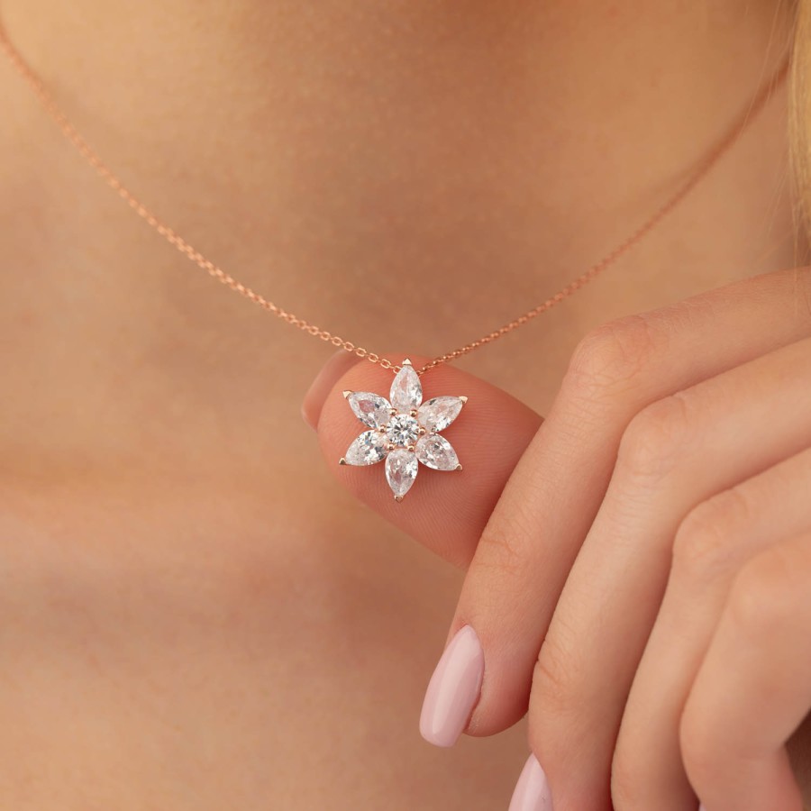 Gümüş Pazarım - White Stone Violet Silver Necklace