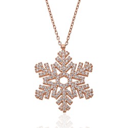 Gümüş Pazarım - Zircon Stone Snowflake Motif Silver Necklace